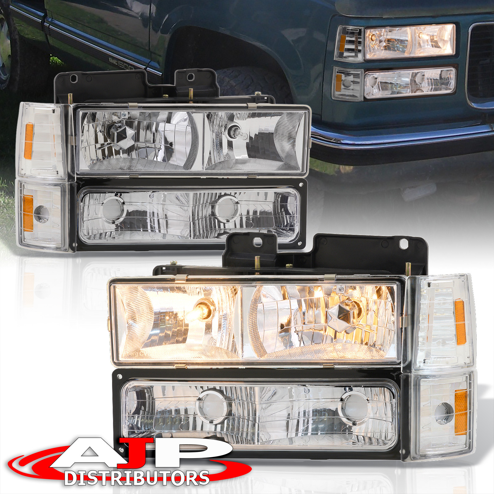For 19942000 GMC C/K Sierra Yukon Suburban Chrome Housing Clear Lens