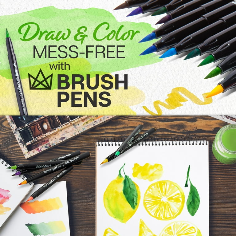 Kingart Studio Real Brush Watercolor Pens, Set of 12 Unique Colors