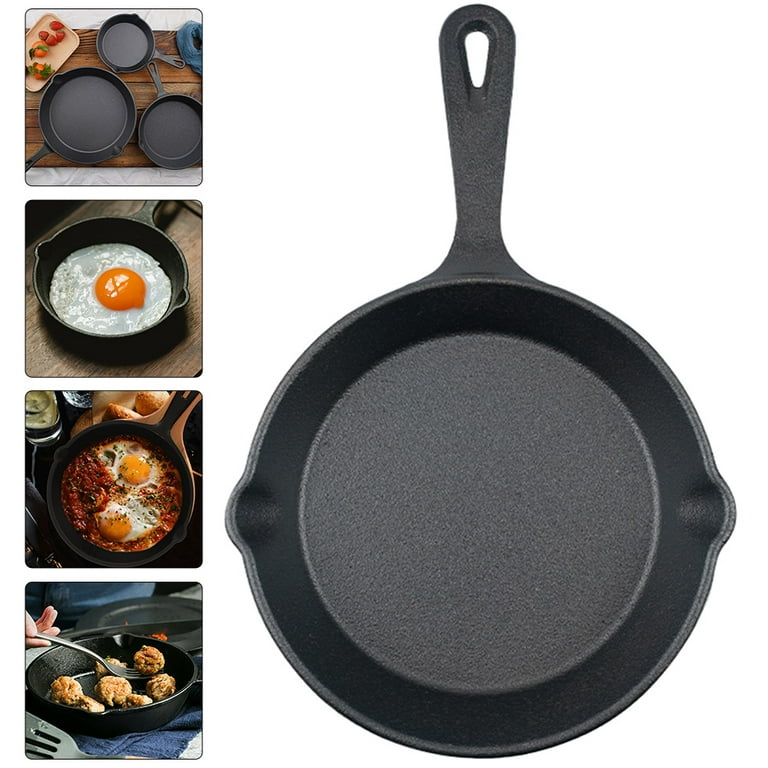 Mini Cast Iron Frying Pan Non-stick Omelette Egg Dumpling Pan with  Anti-scald Wooden Handle Hot Oil Pot Kitchen Cooking Utensils