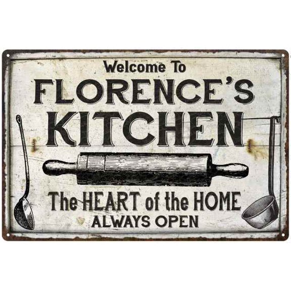 FLORENCE'S Kitchen Farmhouse Sign 8 x 12 High Gloss Metal 208120033110
