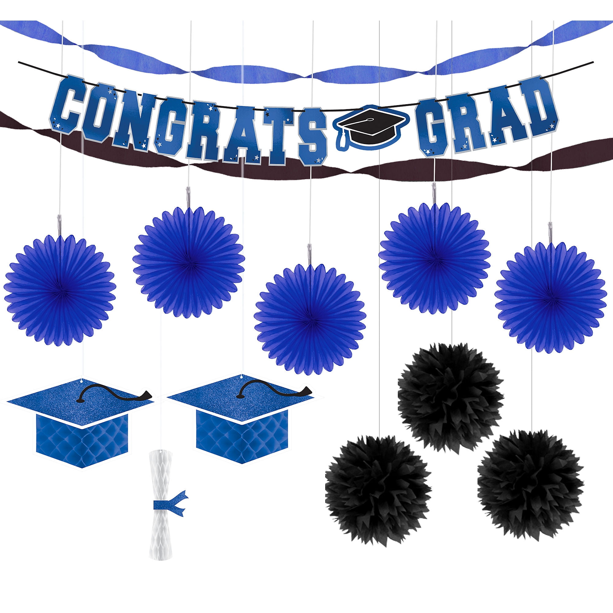 Party City Congrats Grad Graduation Hanging Decoration Kit, Includes