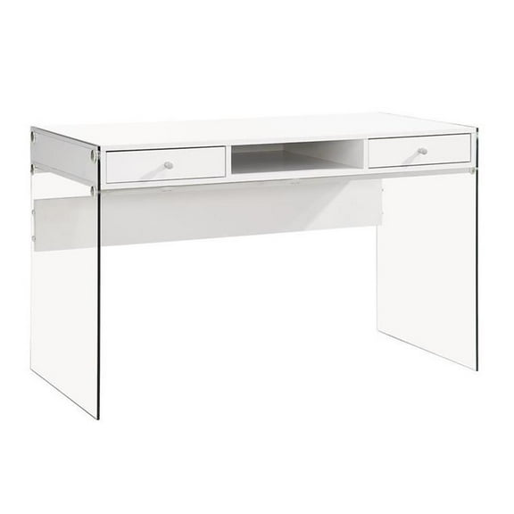 Stonecroft Furniture Modern 2 Drawer Writing Desk in Glossy White