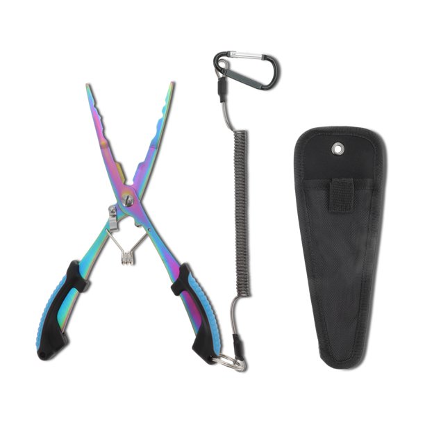 Alicates de Pesca de Acero Inoxidable Alicates de Punta de Aguja para Pesca de Agua Dulce Herramienta de Pesca Versátil con Mango Antideslizante Azul 1 Juego