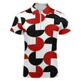 thumbnail image 4 of Geometric Retro Style Black Red White Men Zipper T-shirt Summer Casual Short Sleeve T-shirt Top, 4 of 7