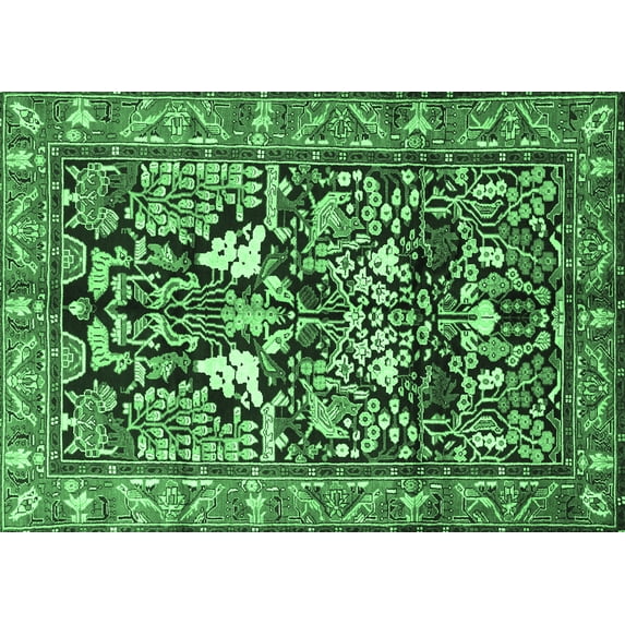 Ahgly Company Indoor Rectangle Persian Emerald Green Traditional Area Rugs, 7' x 9'