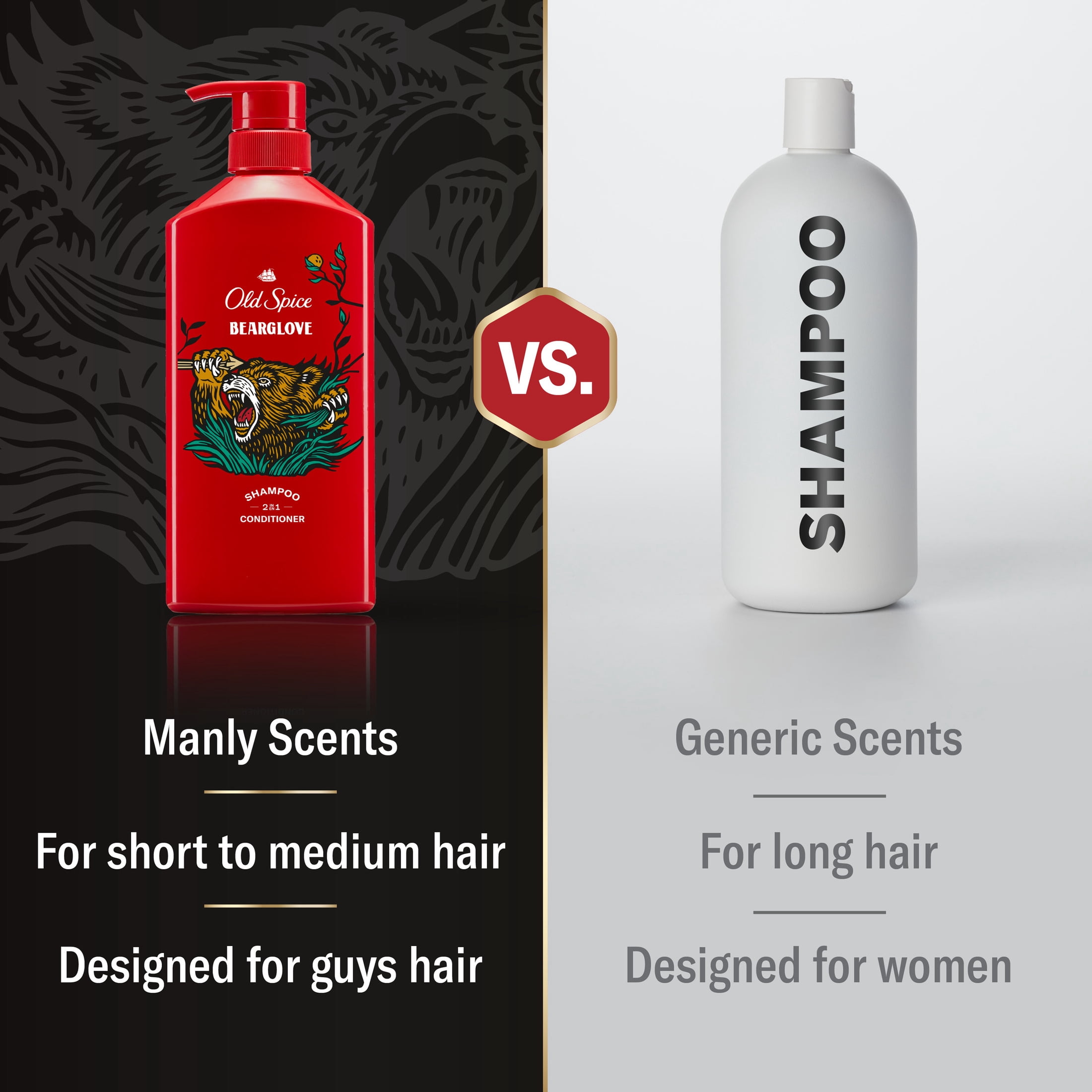 Old Spice Bearglove 2 in 1 Shampoo and Conditioner for Men, Healthier, Fuller, More Moisturized Looking Hair, 21.9 fl oz