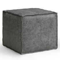 Brody Square Pouf Multi-Functional Dark Gray Faux Leather Footstool