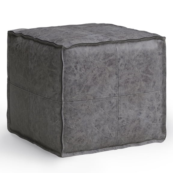 Brody Square Pouf Multi-Functional Dark Gray Faux Leather Footstool