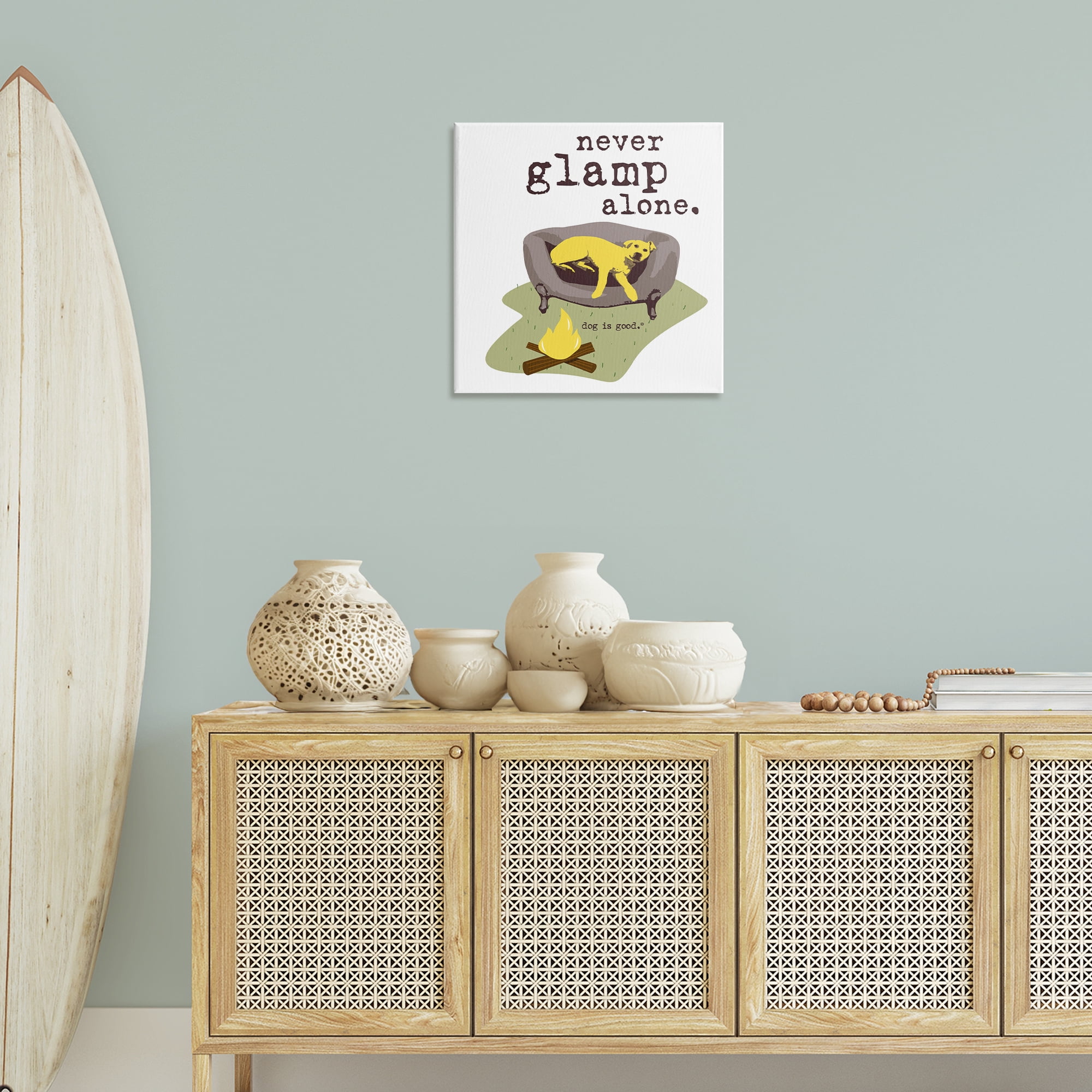 Stupell Industries Never Glamp Alone Dog Animals Painting Wrapped Canvas Art Print Wall Art, 24 x 24
