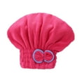 thumbnail image 2 of Microfiber Hair Turban for Women Super Absorbent Quick Dry Hair Wrap Bath Shower Cap Soft Elastic Band Bow Design Magenta, 2 of 5