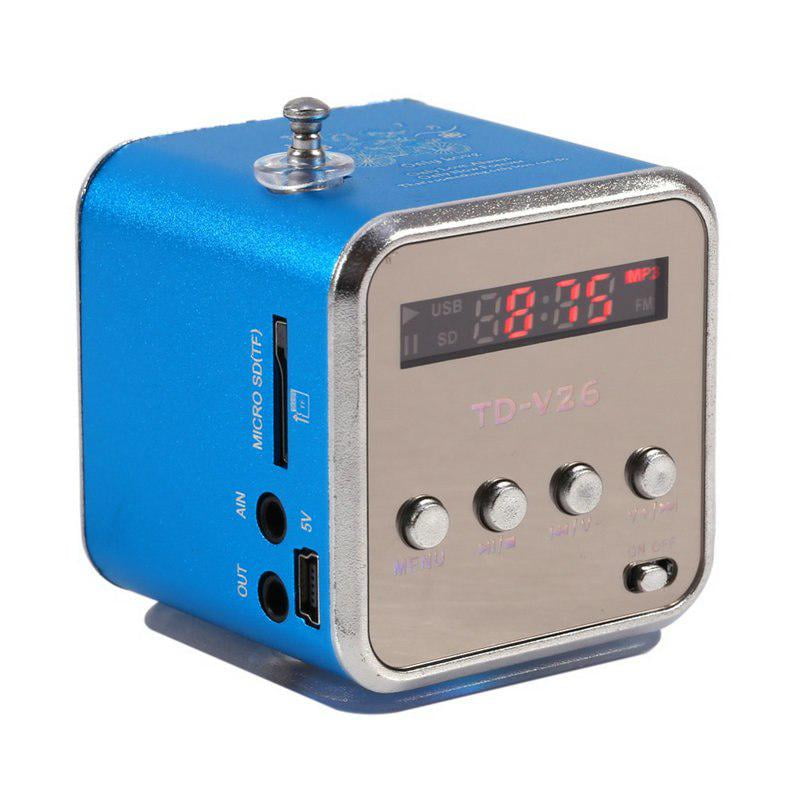 Portable Mini Speaker TD-V26 Digital Music Player Stereo FM Radio Speaker Support SD TF with Charging and Audio Cable 1pc