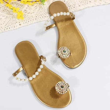 

Gubotare House Slippers Women s Braided Slide Sandals Open Toe Two Strap Slip On Flat Sandals Casual Summer Shoes Gold