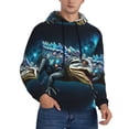 thumbnail image 2 of Naloa Starry Sky Colorful Crocodile Men's Casual Hooded Collar Drawstring Hoodies Pullover Sweatshirts Casual Long Sleeve Shirts-3X-Large, 2 of 7