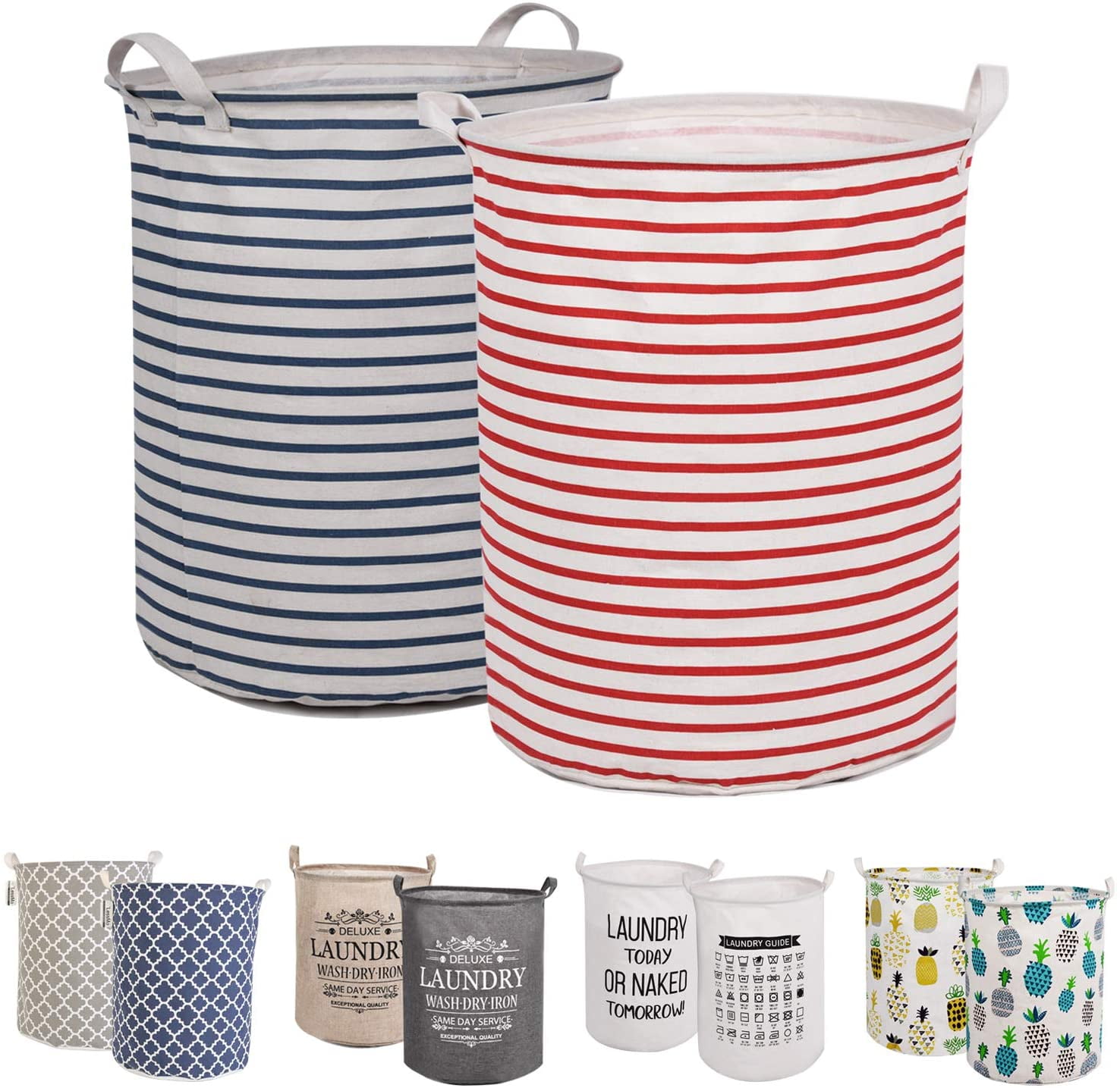 Bathrooms Collapsible Pop-Up Laundry Hampers Toys and Dirty Waterproof Round Cotton Linen with Drawstring Cover for Bedroom LessMo 19.7 Laundry Basket Storage Sorter 