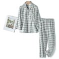 thumbnail image 1 of Pijamas con botones para niños y niñas, conjuntos de ropa de algodón con acabado cepillado, ropa de casa a cuadros, primavera, otoño e invierno, 2021, 1 of 4