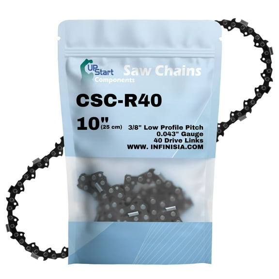 10-Inch Chainsaw Chain R40 Replacement for Ryobi P543 - (10", 3/8", .043", 40 Drive Links)