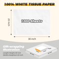 thumbnail image 3 of Papel de seda Simetufy, 1000 hojas, 51 x 76 cm, blanco a granel, 3 of 7
