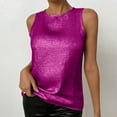 thumbnail image 4 of Elvqul Plain Tank Tops Women Plus Size Sleeveless Holiday Pullover Sequin Hot Pink Round Neck Tops, 4 of 9