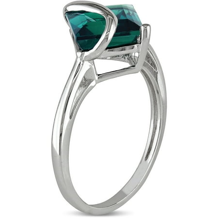 2-3/5 Carat T.G.W Created Emerald 10kt White Gold Cocktail Ring