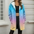 thumbnail image 2 of Women’s Long Gradient Hooded Sweatshirt, Fall Fashion Zipper Drawstring Jackets, Long Sleeves Causal Blouses Tops with Pockets, 2 of 5