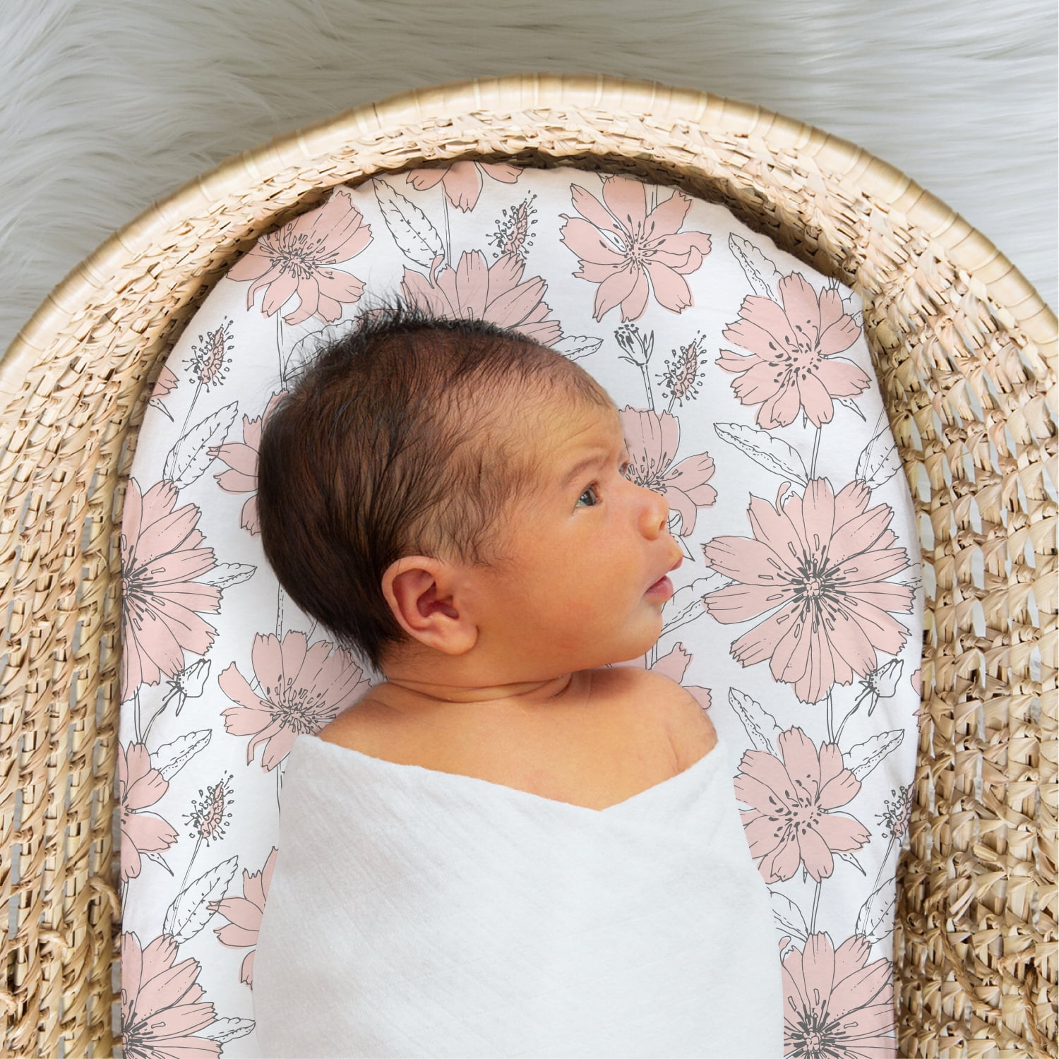 The Peanutshell Cottage Floral Organic Cotton Jersey 4 Pack Bassinet Sheets