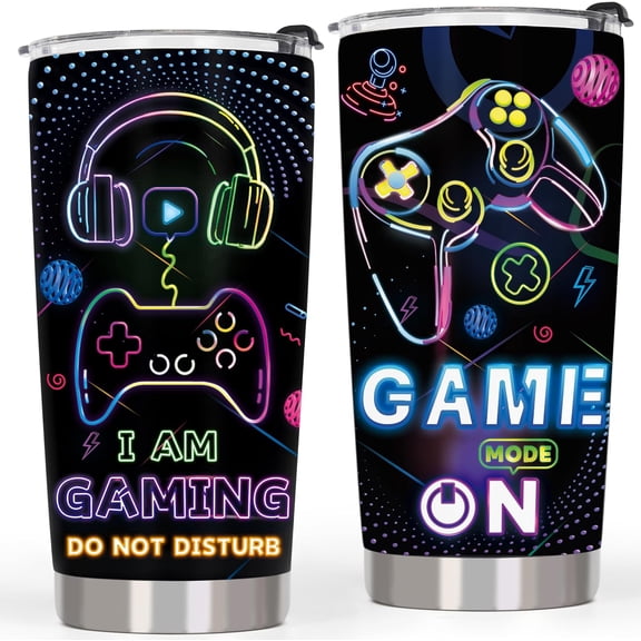 Gamer Gifts for Men Teen Boys Gaming Gift Gamer Tumbler - Cool Gaming Stuff Valentines Day Birthday Gifts for Gamers Men Boys Son Boyfriend, 20 OZ Stainless Steel Insulated Travel Coffee Tumbler Cup