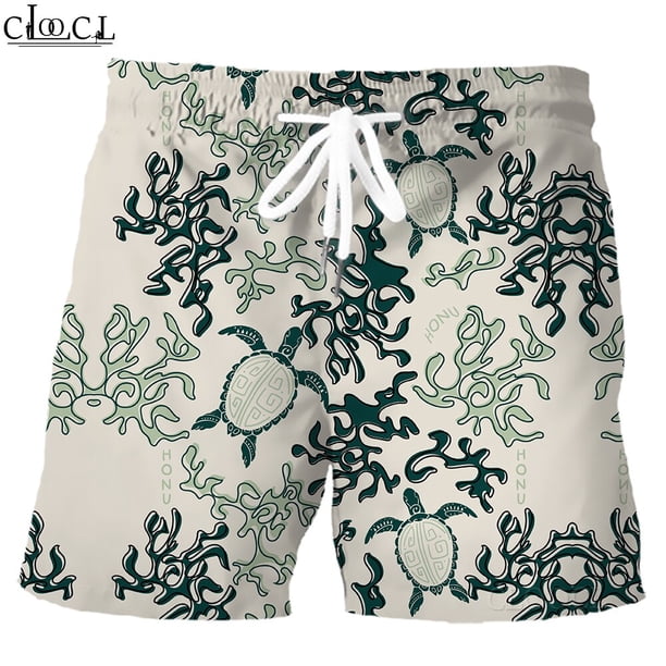 HX pantalones cortos bohemios para hombre, ropa deportiva con estampado de algas marinas, tortuga Polinesia, con bolsillos elásticos, para playa Fivean unisex