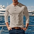 thumbnail image 2 of Mens Muscle Fit Henley Shirt Long Sleeve Waffle Thermal Athletic Tee Lightweight Gym Workout Casual Top, 2 of 7
