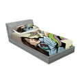 thumbnail image 2 of Ambesonne Cartoon Fitted Sheet & Pillow Sham Set, Alien Attack Astronaut, Twin, Multicolor, 2 of 2