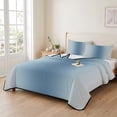 thumbnail image 2 of Full Quilt Set 78''x90'', Blue Grey Ombre Lightweight Summer Bedspread Coverlet Set with 2 Pillow Shams, Farmhouse Gradient Minimalist Breathable All Season Quilt Bedding for Bedroom/Guest Room, 2 of 9
