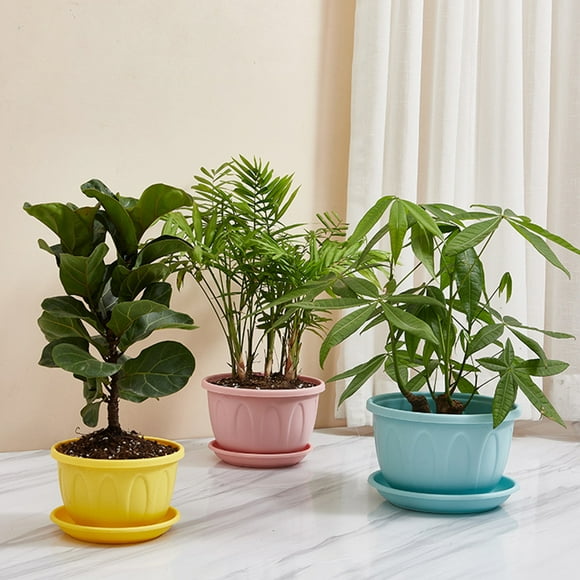 Flower Pot Nice-looking Fashion Lightweight Plastic Flower Vegetable Planters Pot with Tray for Home
