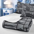 Manfei Brick Design Quilt Full,Stone Texture Full Bedspread Sets,3 ...