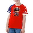 thumbnail image 2 of T-Shirt à Manches Courtes pour la Fête de l'Indépendance pour Tout-Petits Garçons et Filles, Mélange Doux Polyester-Spandex, Col Rond, Imprimé Coloré, Tissu Respirant, Porté en Quatre Saisons, 2 of 4