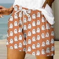 thumbnail image 2 of Bovemsi Womens Shorts Casual Palazzo Pants for Women Orange Halloween Themed Printed Comfort Shorts M, 2 of 4