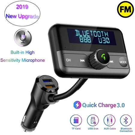 Radio Post - Car Bluetooth FM Transmitter - Siri Voice Function Hands-Free Car 4.2 Bluetooth Kit Wireless Radio Adapter QC3.0/2.4A Dual USB Ports LCD Display AUX TF Card U Disk Mp3 Player Car FM Transmitter