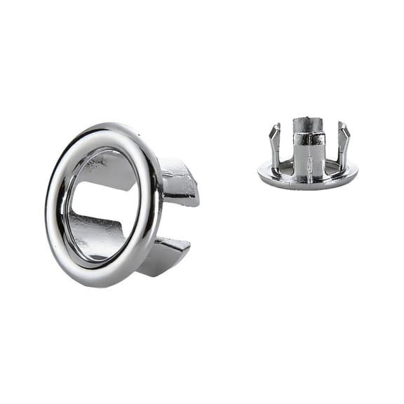 Plastic Round Hole Bathroom and Kitchen Sink Overflow Cover for Basin Vanity Sinks in Silver or White