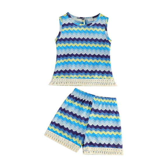 Afdoent Cute Outfits For Girls 2 Piece Outfit Striped Crop Top And Ruched Mini Skirt Set Fashion Clothes Outfits 9-12 Months