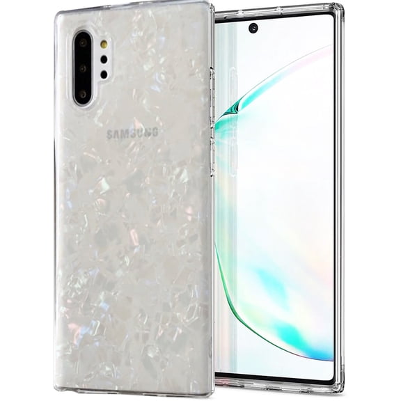 Luxury Transparent Shiny Conch Pearly-Lustre Pattern Slim Soft TPU Protective Back Phone Case Cover for Samsung Galaxy Note 10 Plus