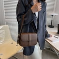 thumbnail image 5 of Fashion retro PU leather saddle bag shoulder crossbody bag female solid color underarm bag-brown, 5 of 5