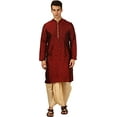 thumbnail image 1 of Royal Kurta Men's Silk Blend Dhoti Kurta Set (44, Red), 1 of 1