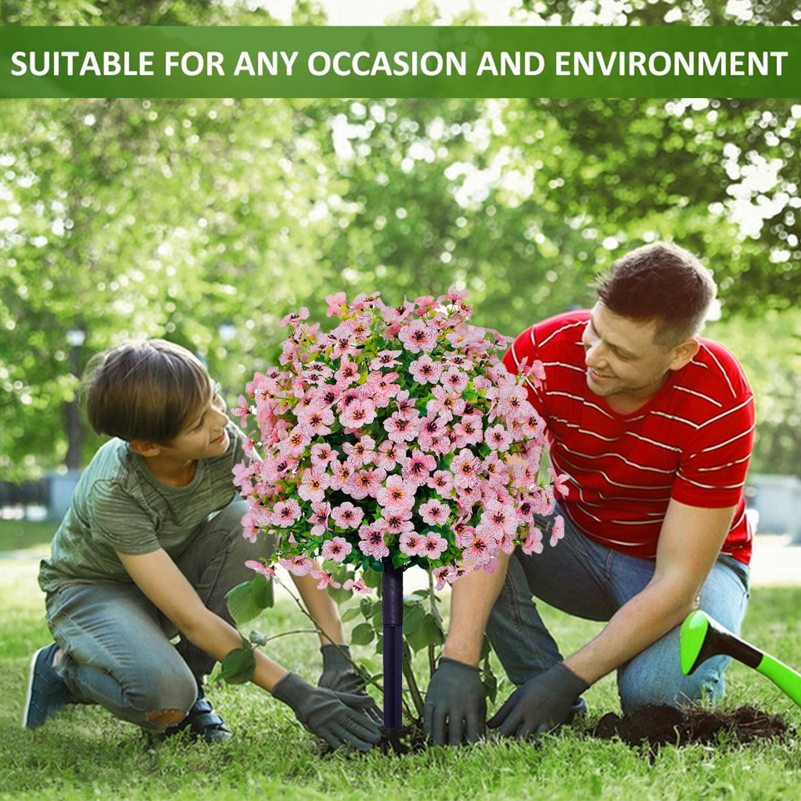 CY5O5ee 2PCS Artificial Flowers for Outdoors 23.62in Artificial SpikePlants Flowers Colorful Flowers Spring Decor for Porch Patio Home Yard Garden Window Box Pot Planters