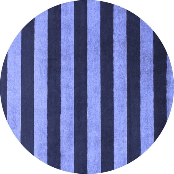 Ahgly Company Machine Washable Indoor Round Abstract Blue Modern Area Rugs, 6' Round