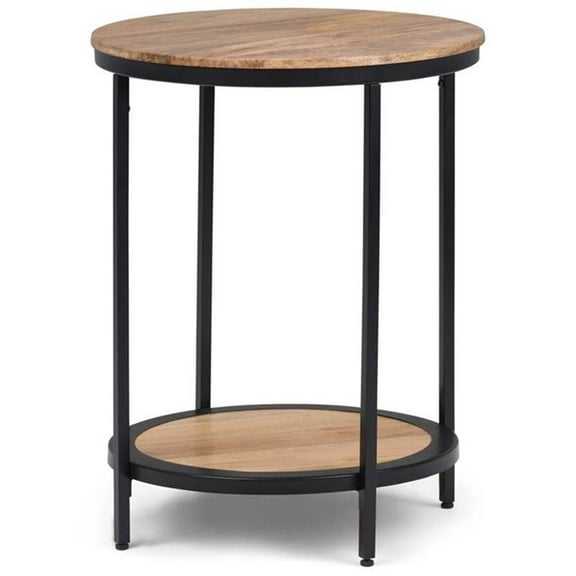 Trent Home Industrial 18" W Metal Round Accent Side Table in Natural