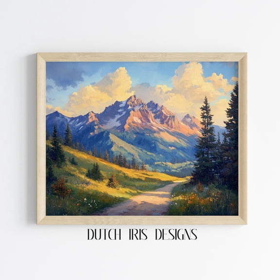 Majestic Mountain Landscape In Summer, Scenic Art, Rustic Nature Decor, Cottagecore Wall Art, 371 Home Decor #1369, Unframed Poster Size 8x12