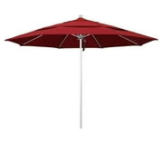 Magnolia Garden 11' Pulley Lift Aluminum/Fiberglass Umbrella with Olefin Fabric - Red
