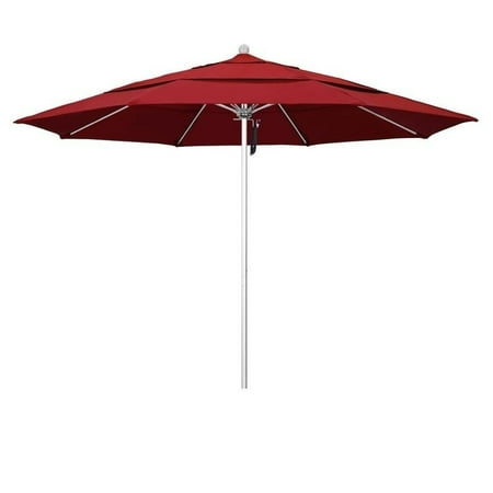 Magnolia Garden 11' Pulley Lift Aluminum/Fiberglass Umbrella with Olefin Fabric - Red
