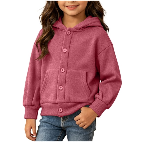Khunlpohl Kids Hoodies Sweatshirts Button down Solid Color Casual Sweatshirt Long Sleeve Fashion Tops with Pockets