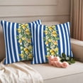 thumbnail image 2 of Blue Stripes Lemon Outdoor Waterproof Pillow Covers, Spring Fruit Flowers Leaves Line Decorative Square Throw Pillowcase Sofa Cushion Sham for Patio/Couch/Chair, 24"x24" 2 Pack, 2 of 8