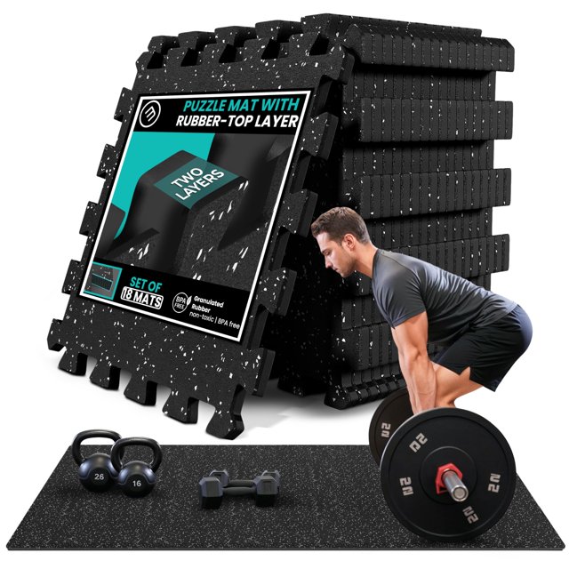 Juego de tapetes para gimnasio BeMaxx de 18 piezas, losetas de espuma EVA entrelazables