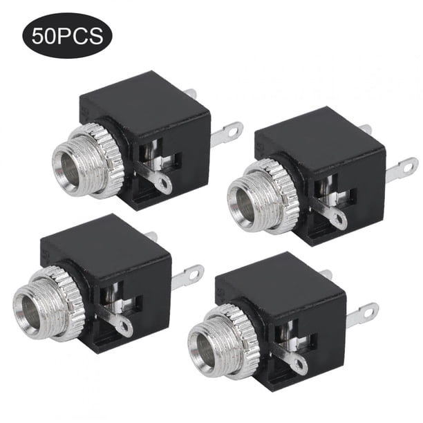 50 Terminales Adaptadores de Enchufe de Audio Bling Bling Clavija DIP de 3,5 mm con Tuerca